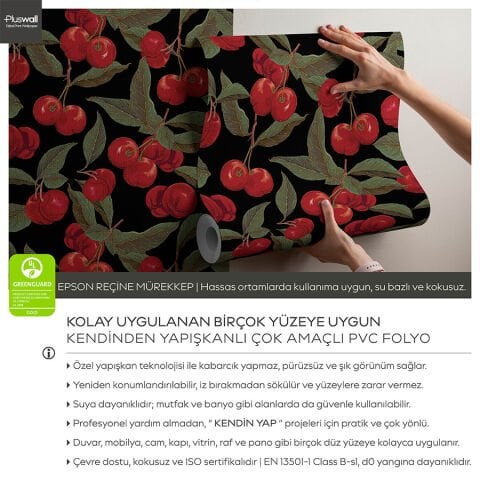 Kiraz Ağacı Kendinden Yapışkanlı Duvar Kağıdı, Mutfak Duvar Kağıdı