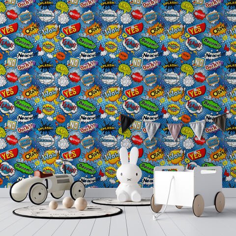 Pop Art Desenli Çocuk Odası Cafe Duvar Kağıdı