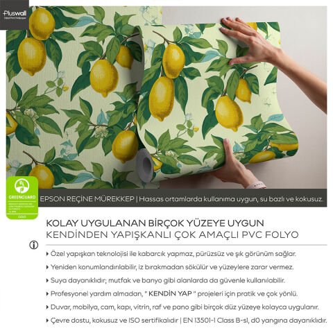 Limon Ağacı Desenli Kendinden Yapışkanlı Duvar Kağıdı