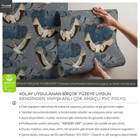 Geleneksel Asya Sanatı Kendinden Yapışkanlı Duvar Kağıdı, Japon Turnaları Duvar Kağıdı