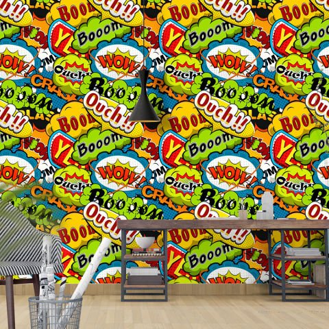 Pop Art Desenli Çocuk Odası Cafe Duvar Kağıdı