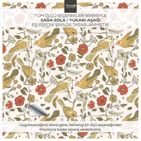 William Morris Sanat Kuş ve Çiçek Kendinden Yapışkanlı Duvar Kağıdı, Vintage Sanat Duvar Kağıdı