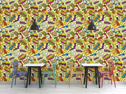 Pop Art Desenli Çocuk Odası Cafe Duvar Kağıdı