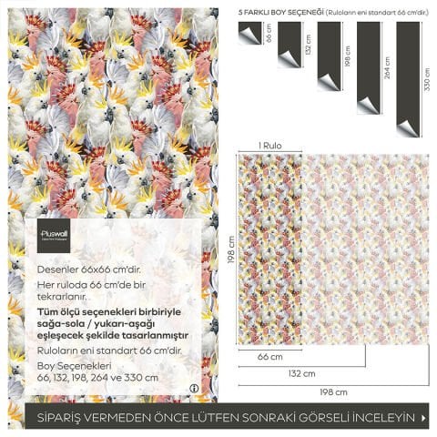 Beyaz Kakadu Kuşları Kendinden Yapışkanlı Duvar Kağıdı, Yatak Odası için Duvar Kağıdı