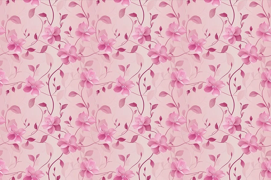 Romantik Pembe Çiçek Desenli Duvar Kağıdı