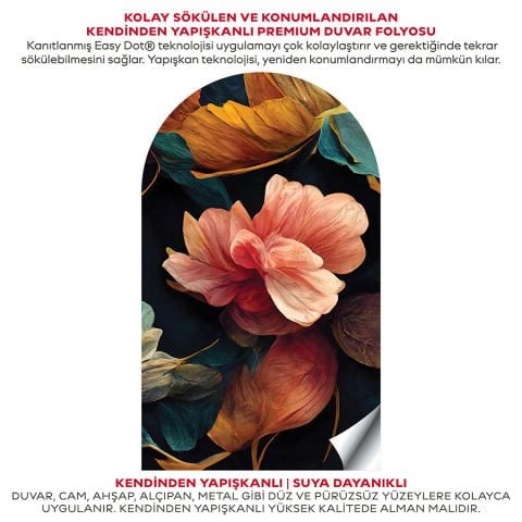 Kendinden Yapışkanlı Çiçekli Dekoratif Duvar Kağıdı Stickeri