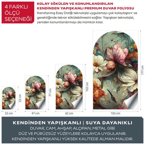 Kendinden Yapışkanlı Vintage Çiçekli Duvar Kağıdı Stickeri 30x50cm