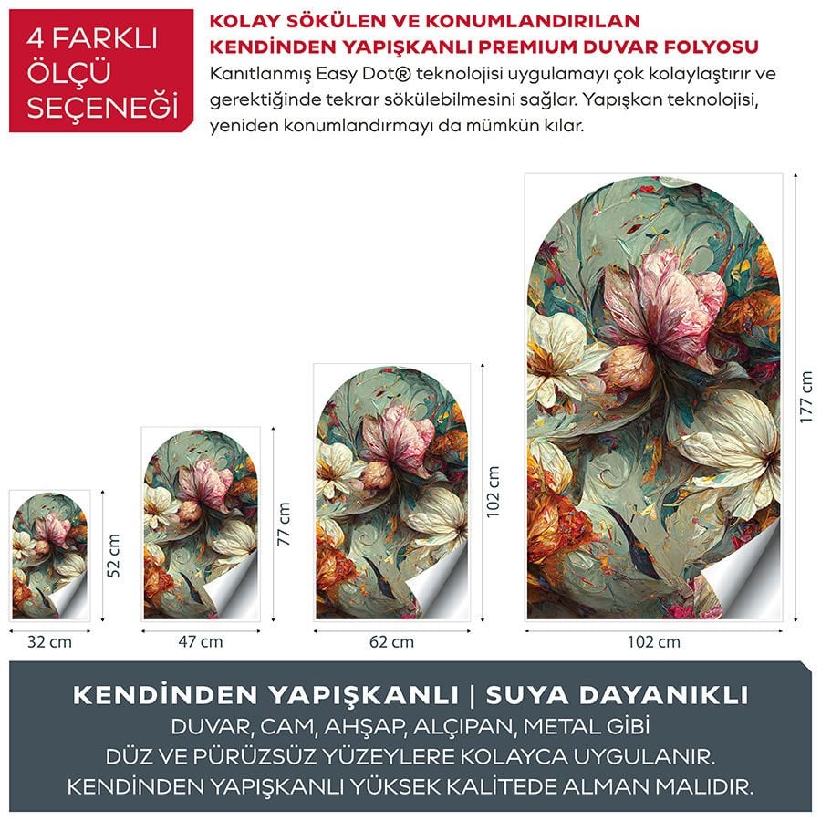 Kendinden Yapışkanlı Vintage Çiçekli Duvar Kağıdı Stickeri 60x100cm