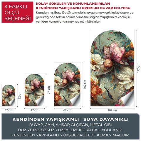 Kendinden Yapışkanlı Vintage Çiçekli Duvar Kağıdı Stickeri 60x100cm