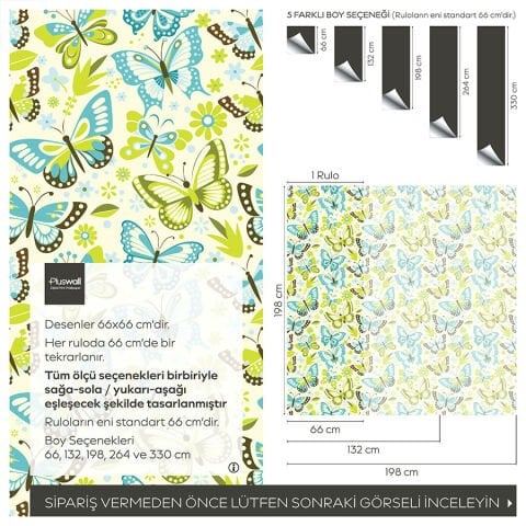 Vintage Kelebek Desenli Kendinden Yapışkanlı Duvar Kağıdı, Banyo için Duvar Kağıdı