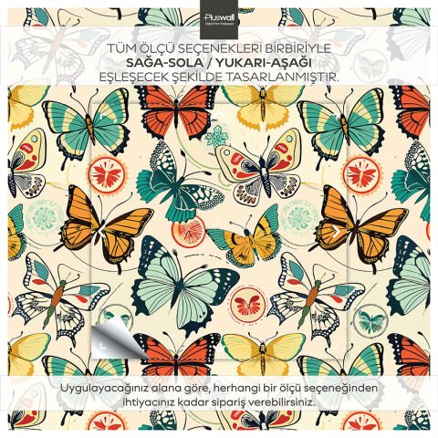 Retro Kelebek Desenli Kendinden Yapışkanlı Duvar Kağıdı, Salon için Duvar Kağıdı