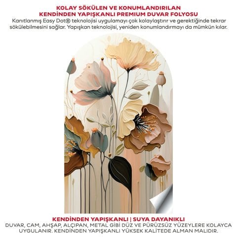 Kendinden Yapışkanlı Soft Çiçekler Duvar Kağıdı Stickeri