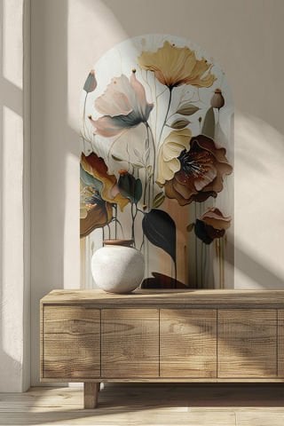 Kendinden Yapışkanlı Soft Çiçekler Duvar Kağıdı Stickeri