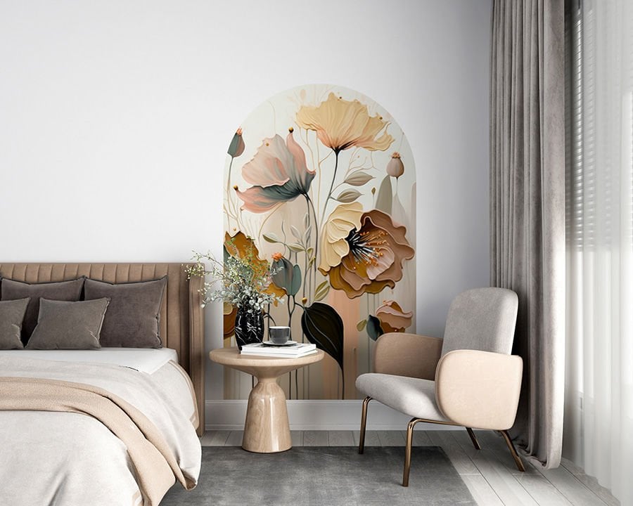 Kendinden Yapışkanlı Soft Çiçekler Duvar Kağıdı Stickeri 100x175cm