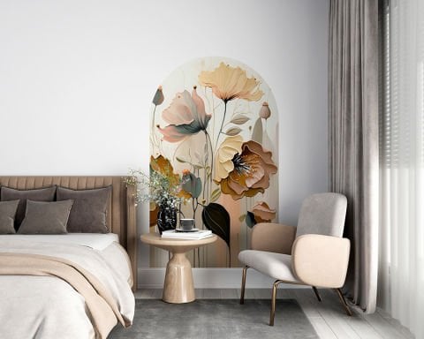 Kendinden Yapışkanlı Soft Çiçekler Duvar Kağıdı Stickeri 100x175cm