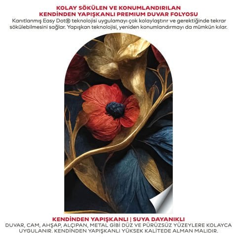 Kendinden Yapışkanlı 3D Çiçekler Duvar Kağıdı Stickeri