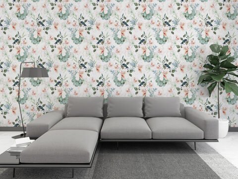 Beyaz Alstroemeria Çiçeği Yaprakları ve Meyveleri Duvar Kağıdı