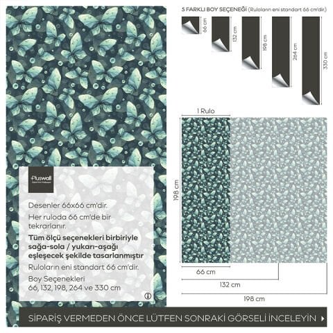 Kelebek Desenli Kendinden Yapışkanlı Duvar Kağıdı, Yatak Odası Duvar Kağıdı