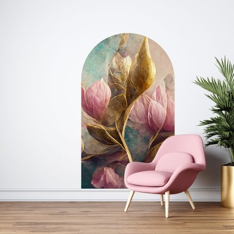 Kendinden Yapışkanlı Pembe Çiçekler Duvar Kağıdı Stickeri