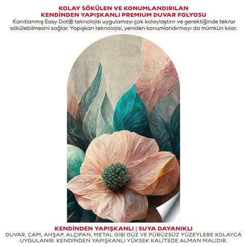 Kendinden Yapışkanlı Zarif Çiçekler Dekoratif Duvar Kağıdı Stickeri