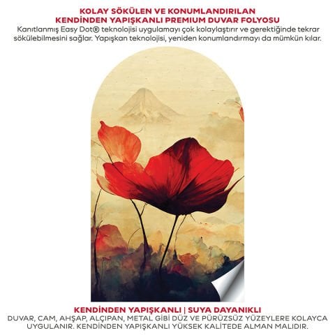 Kendinden Yapışkanlı Japon Art Gelincik Duvar Kağıdı Stickeri