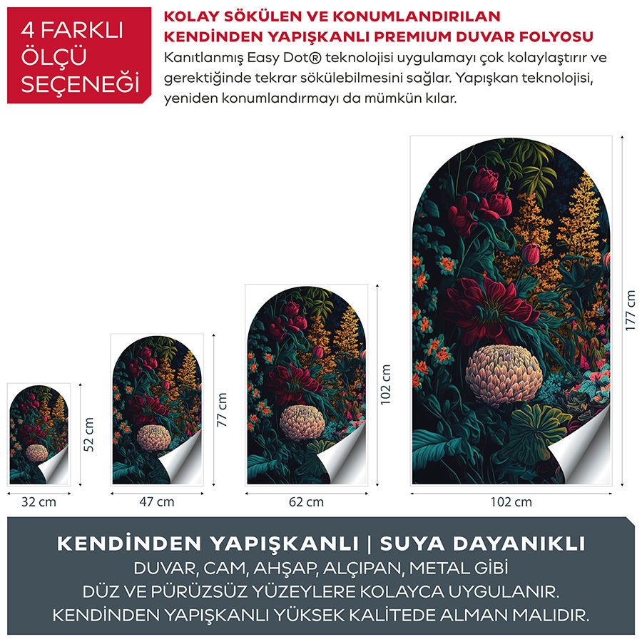 Kendinden Yapışkanlı Oval Kesim Tropikal Orman Duvar Kağıdı Stickeri 30x50cm