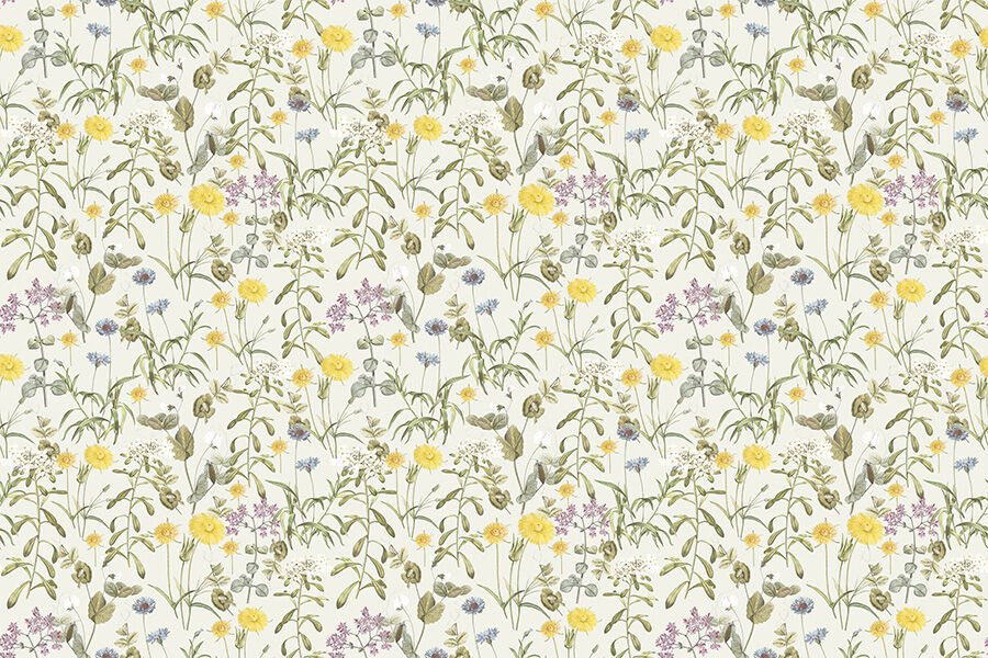 Rustik Soft Renkli Çiçekler Yatak Odası Duvar Kağıdı