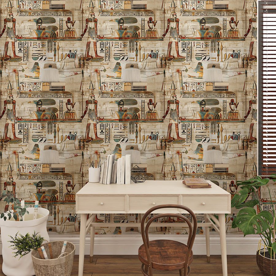 Antik Mısır Hiyeroglif Kendinden Yapışkanlı Duvar Kağıdı, Çalışma Odası Duvar Kağıdı