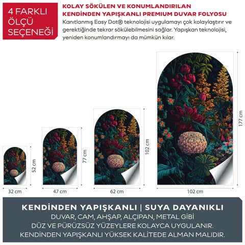 Kendinden Yapışkanlı Oval Kesim Tropikal Orman Duvar Kağıdı Stickeri 60x100cm