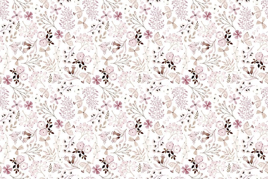 Vintage Pastel Tonlarda Çiçek Desenli Duvar Kağıdı