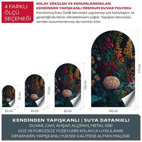 Kendinden Yapışkanlı Oval Kesim Tropikal Orman Duvar Kağıdı Stickeri 45x75cm