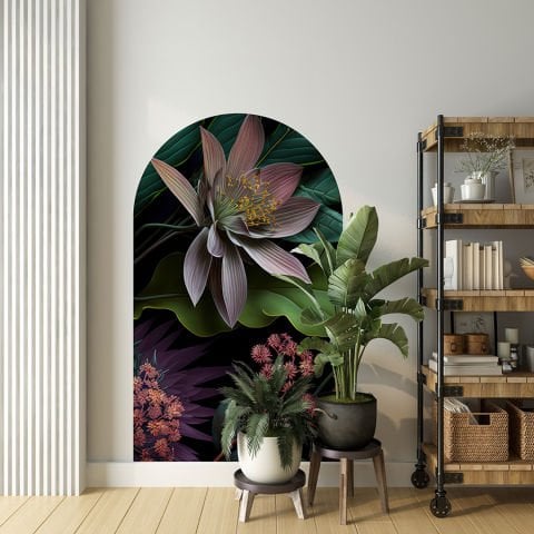 Kendinden Yapışkanlı Oval Kesim Çiçekli Duvar Kağıdı Stickeri