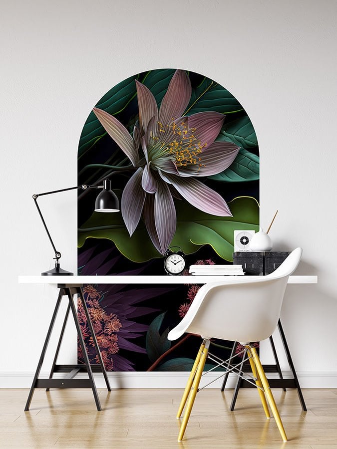 Kendinden Yapışkanlı Oval Kesim Çiçekli Duvar Kağıdı Stickeri