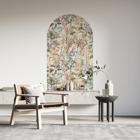 Kendinden Yapışkanlı Oval Kesim Vintage Çiçek Desenli Duvar Kağıdı Stickeri