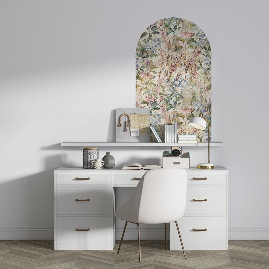 Kendinden Yapışkanlı Oval Kesim Vintage Çiçek Desenli Duvar Kağıdı Stickeri