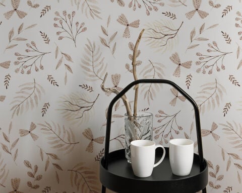 Pastel Renklerde Çiçek Desenli Duvar Kağıdı