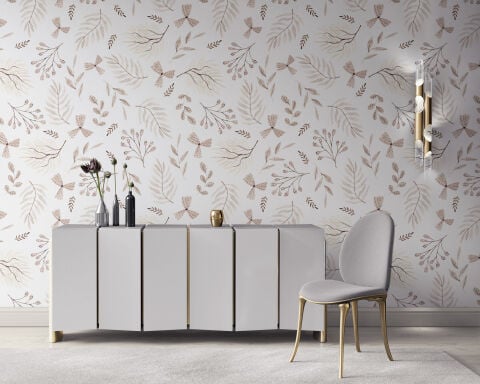 Pastel Renklerde Çiçek Desenli Duvar Kağıdı