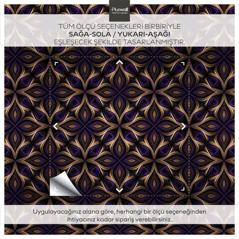 Mandala Sanatı Kendinden Yapışkanlı Duvar Kağıdı, Mor Desenli Duvar Kağıdı