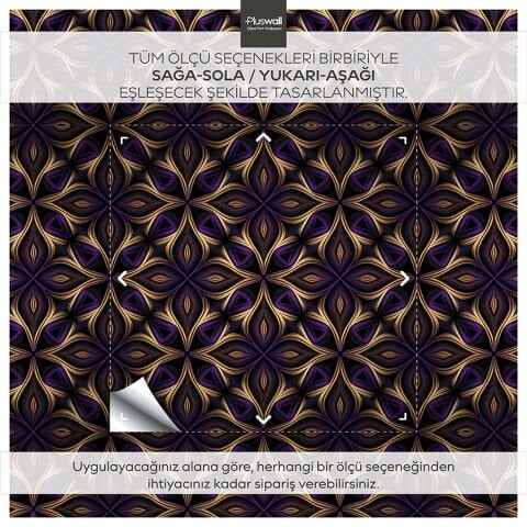 Mandala Sanatı Kendinden Yapışkanlı Duvar Kağıdı, Mor Desenli Duvar Kağıdı