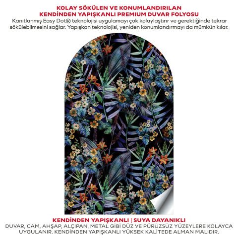 Kendinden Yapışkanlı Oval Kesim Estetik Çiçek Desenli Duvar Kağıdı Stickeri