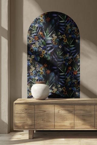 Kendinden Yapışkanlı Oval Kesim Estetik Çiçek Desenli Duvar Kağıdı Stickeri