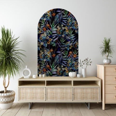 Kendinden Yapışkanlı Oval Kesim Estetik Çiçek Desenli Duvar Kağıdı Stickeri