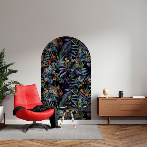 Kendinden Yapışkanlı Oval Kesim Estetik Çiçek Desenli Duvar Kağıdı Stickeri