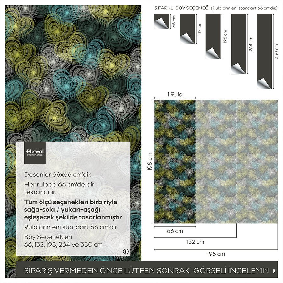 Romantik Kalp Desenli Kendinden Yapışkanlı Duvar Kağıdı, Banyo için Duvar Kağıdı