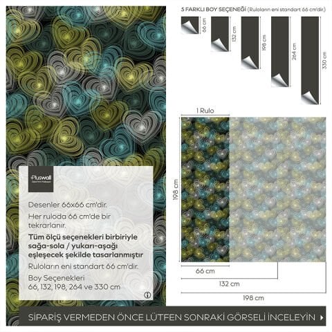 Romantik Kalp Desenli Kendinden Yapışkanlı Duvar Kağıdı, Banyo için Duvar Kağıdı