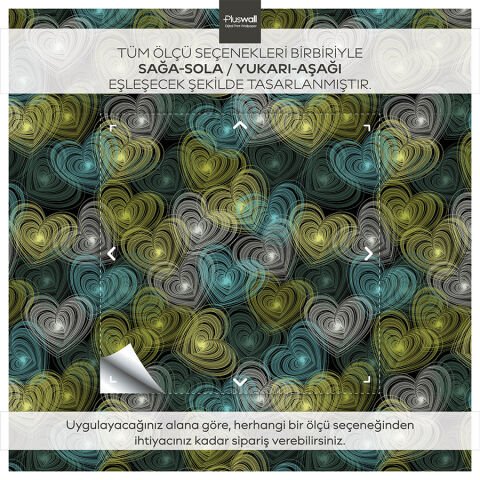 Romantik Kalp Desenli Kendinden Yapışkanlı Duvar Kağıdı, Banyo için Duvar Kağıdı