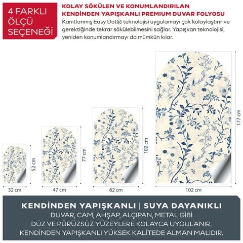 Kendinden Yapışkanlı Oval Kesim İskandinav Tarzı Duvar Kağıdı Stickeri