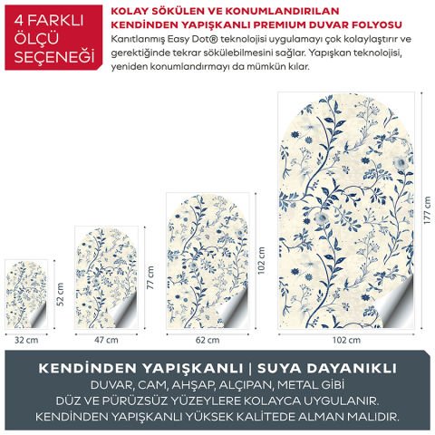 Kendinden Yapışkanlı Oval Kesim İskandinav Tarzı Duvar Kağıdı Stickeri 45x75cm