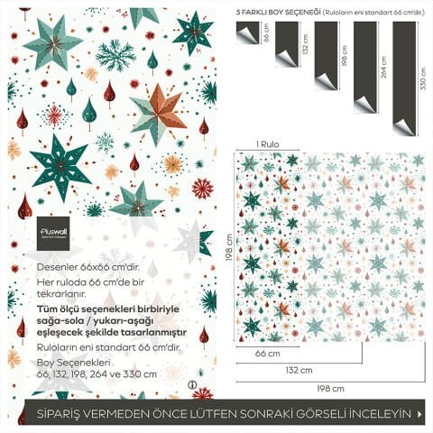 Yeni Yıl Temalı Kendinden Yapışkanlı Duvar Kağıdı, Yıldız Desenli Duvar Kağıdı