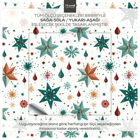 Yeni Yıl Temalı Kendinden Yapışkanlı Duvar Kağıdı, Yıldız Desenli Duvar Kağıdı